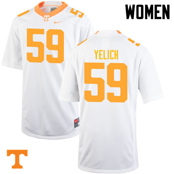 Women #59 Jake Yelich Tennessee Volunteers College Football Jerseys-White - Click Image to Close